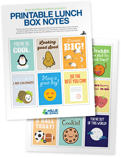 Printable Lunch Box Notes - Blue Bumble Creative